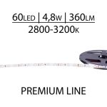 Pasek LED Premium 12V SMD2835 60 LED 2800-3200K, Biały ciepły