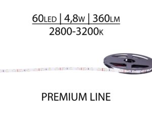 Pasek LED Premium 12V SMD2835 60 LED 2800-3200K, Biały ciepły