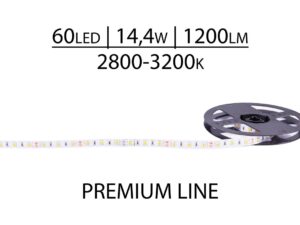 Pasek LED Premium+ 12V SMD2835 60 LED 2800-3200K, Biały ciepły
