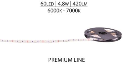 Pasek LED Premium 12V SMD2835 60 LED 6000-7000K, Biały zimny