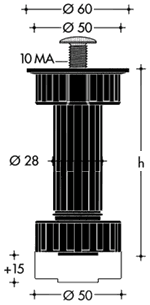 Regulowana nóżka 280R270/120 mm, czarna